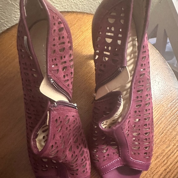 Calvin Klein Purple Mix Peep Toe Cuban Heel Zip Up Heels Size 6.5 - Picture 8 of 16